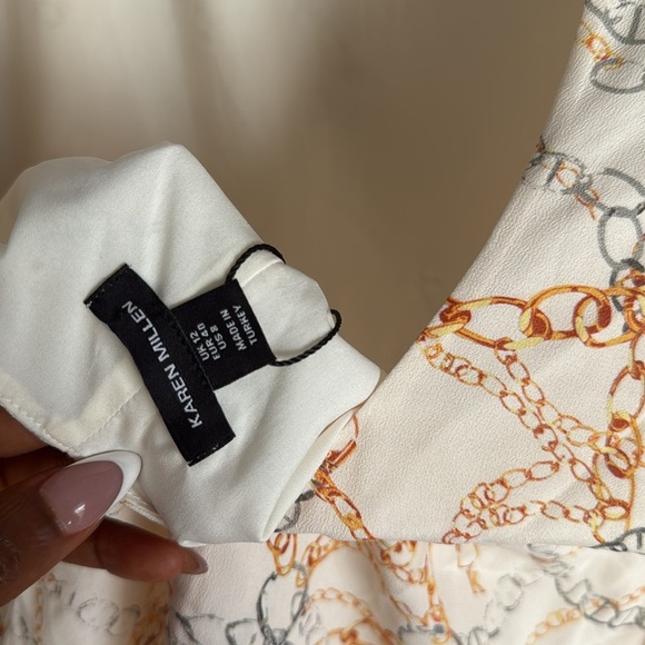 NEW Karen Millen Viscose Crepe Chain Cowl Neck Woven Top 8 - Picture 8 of 10